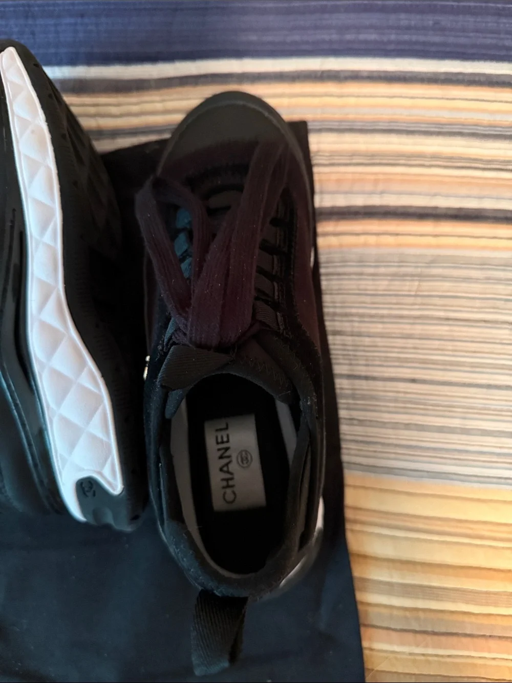 Black Low-Top Lace-Up Sneakers with White Midsole